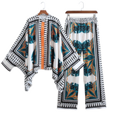 Casual Printed Shirt and Pants Two Piece Set Flaxmaker