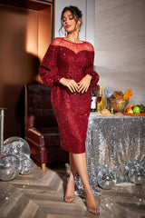 Puff Sleeve See Through Midi Dress