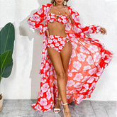 Strappy O Ring Printed Bikini Swimsuit and Cover Up Flaxmaker
