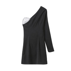 Sequin One Shoulder Party Mini Dress