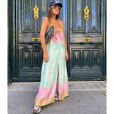 V Neck Bandhnu Lace up Dress