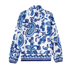 Flaxmaker Fashion Casual Blue and White Porcelain Prined Two Piece Set