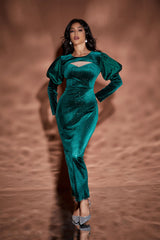 Puff Sleeve Cutout Long-sleeved Dress