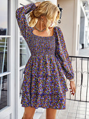 Autumn Square Neck Mini Dress