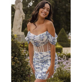 Off Shoulder Floral Printed Mini Dress