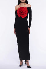 Bandeau Long-sleeved 3D Flower Dress