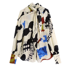 Flaxmaker Printed Shirt and Bowknot Belt Pants