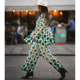 Lace Up Geometric Print Shirt and Bottom