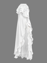 Layered Ruffled Solid Color Split-side Zipper Loose Sleeveless Round-neck Maxi Dresses