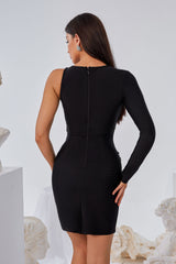 Irregular Cutout Rhinestone Mini Dress