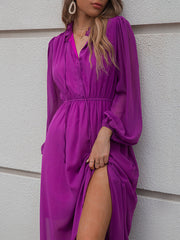 Fuchsia Long Sleeve Maxi Dress
