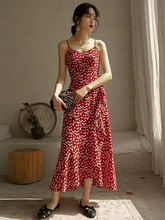 Vacation Sleeveless Floral Printed V-Neck Dress