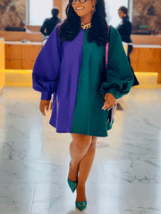 Fashion Color Block Mini Dress
