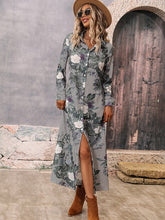 Casual Long Sleeves Floral Polo Dress