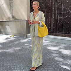 Ombre Printed casual Shirt and Pants Set