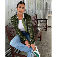 Round Neck Sequins Jacket