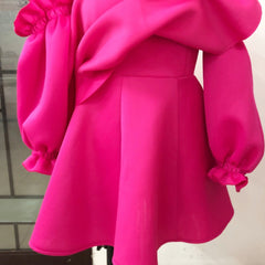 Ruffle Puff sleeve 3D Flower Dress