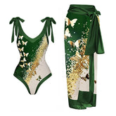 Sling Bow-tie One Piece Swimsuit and Sarong