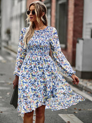 Bohemia Puff Sleeves Floral Dress