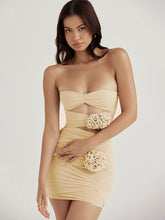 Articat Strapless Flower Mesh Dress
