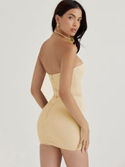 Articat Strapless Flower Mesh Dress