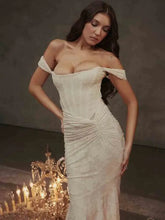 Christmas White Pleated Evening Party Lace Dress