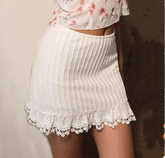 Elastic Waist Wave Rib Lined Knitted Mini Skirt