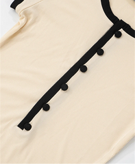 Knitted Two Tone Short Sleeve Bodysuit