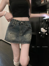 Heavy Industry Design Hot Diamond Slim Denim A Line Skirt