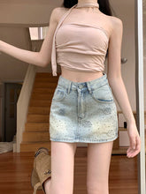 Hot Diamond Floral Denim A line Mini Skirt