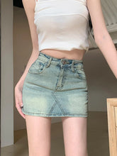 Y2K Vintage Short Denim Fashion A line Washed Jeans Skirt