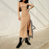 Round Neck Waist Elegant Streetwear Traf Midi Dresses