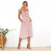 Bohemian Floral Suspender Small V neck Tie Midi Dresses