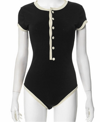 Knitted Two Tone Short Sleeve Bodysuit