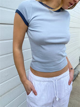 Color Patchwork Summer Streetwear Oneck Basic T shirts