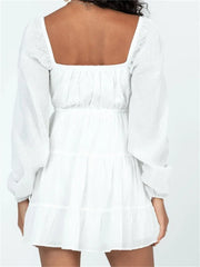 Spring Autumn Lace Up Long Sleeve Mini Dresses