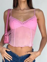 Fairy Sleeveless V neck See through Y2K Slim Mini Chic Aesthetics Crosets Crop Top
