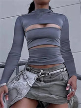 Hollow Out O Neck Slim Fit Basic Y2K T shirts