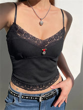 Lace Flower Patchwork Y2K Cropped Clubwear Summer New Strap Ribbed Slim Fit Mini Vest Crop Top