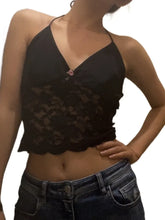 Lace See Through Flower Patchwork Retro Summer Streetwear Y2K Halter Backless Off Shoulder Mini Vest Crop Top