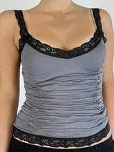 Retro Camisole Sleeveless Strap Backless Ruched Slim Fit Summer Lace Trim Mini Vest Summer Streetwear Crop Top