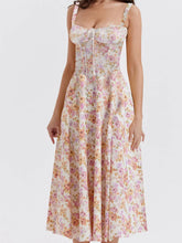 Ruched Sleeveless Strap Square Neck Lace Up High Split Midi Dress