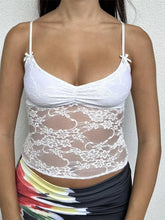 Summer Fashion Sleeveless Deep V Neck Lace Floral Mini Vest Party Club See Through Crop Top