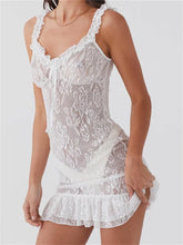 V neck Backless Lace Slim Fit Mini Dresses