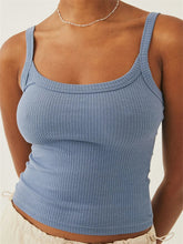 Sleeveless Strap Ribbed Causal Cropped Top Summer Solid O neck Slim Fit Exposed Navel Mini Vest Crop Top