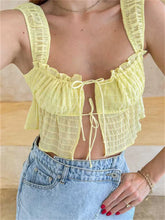 Spaghetti Strap Front Split Lace up Square Neck Ruched Solid Mini Vest Streetwear Crop Top