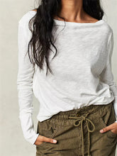 Casual Loose Fit Solid Color Spring Fall Pullovers Basic Tees Shirts Streetwear T shirts