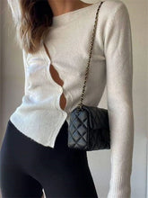 Cropped Knitted Fall Spring Chic Solid Long Sleeve Casual T shirts