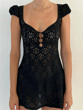 Lace Floral V neck A Line Mini Dresses