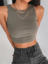 Sleeveless Ribbed Casual Summer Solid Slim Fit Pullover Female Clubwear Basic Exposed Navel Crop Top